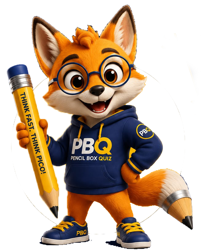 Pico the fox, the Pencil Box Quiz mascot